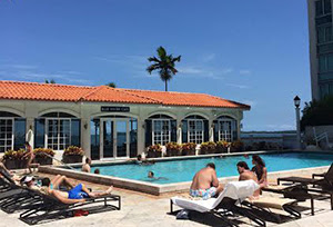 a pool and terrace